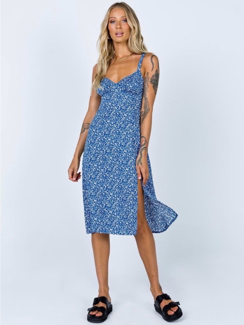 Princess Polly Blue Floral Midi Dress